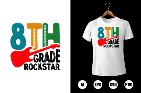 8th Grade Rockstar T-Shirt Design: A Back-to-School Digital Clip Art Powerhouse