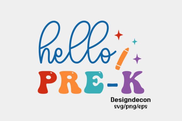 Hello Pre-k Retro Sublimation SVG and Back to School Quotes T-shirt Design