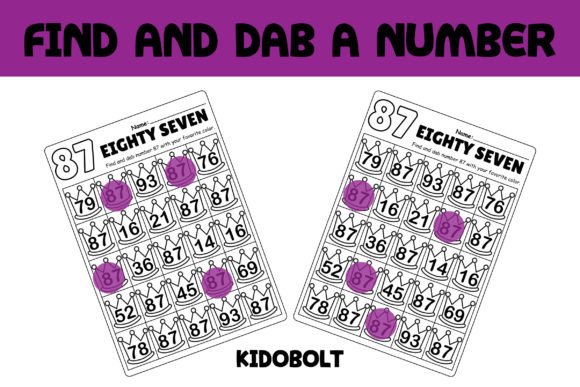 PreK Dab a Dot Number Worksheet - 87