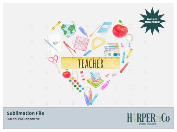 Teacher Heart Sublimation PNG School: The Versatile Digital Design for Educators and Crafters